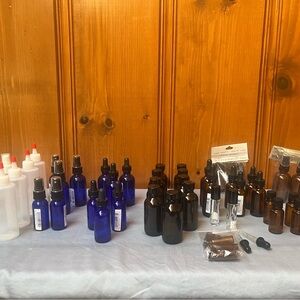 Amber and Blue Glass Serum Bottles